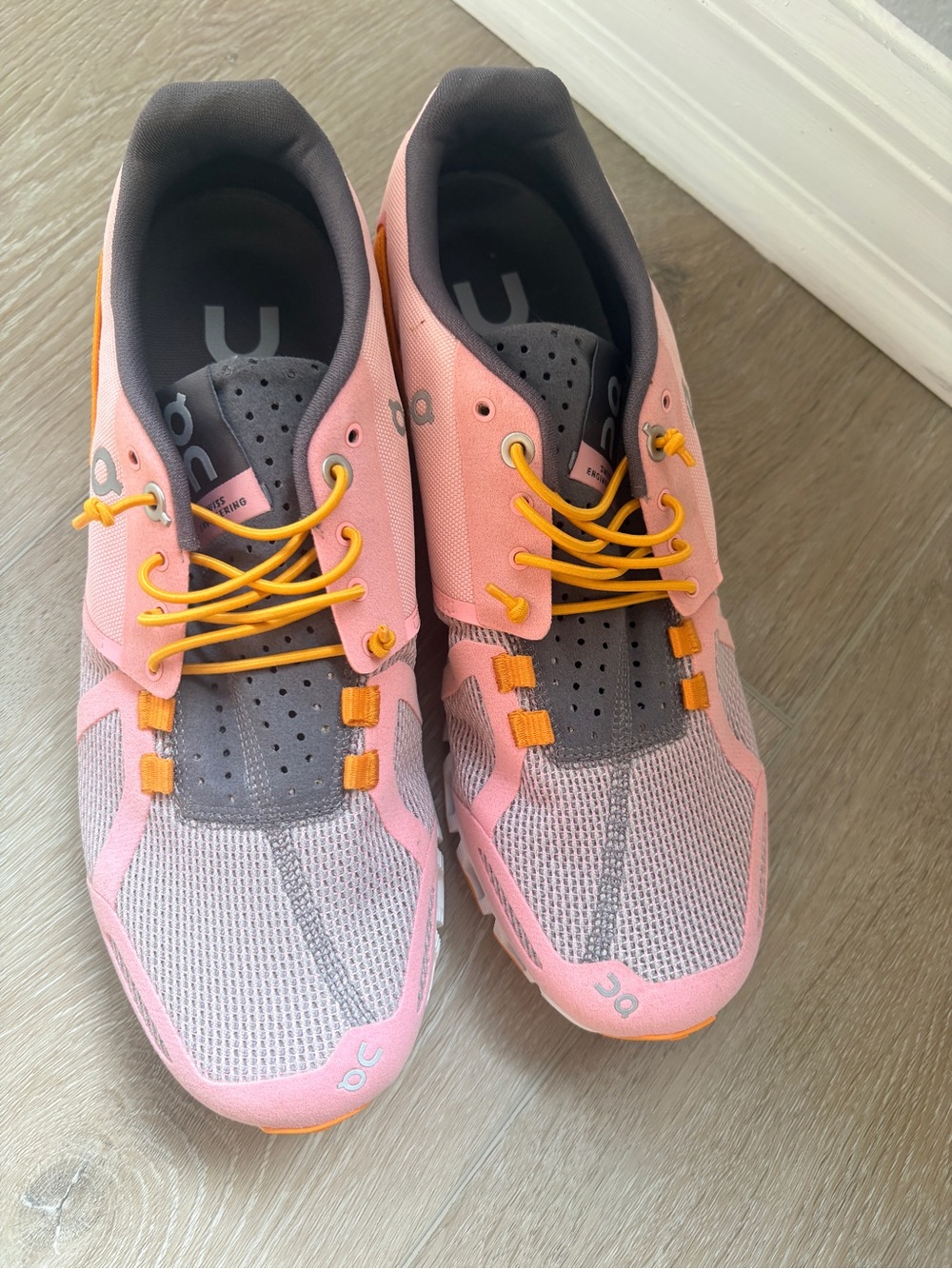 On Running Women's Pink and Yellow Cloud Trainers